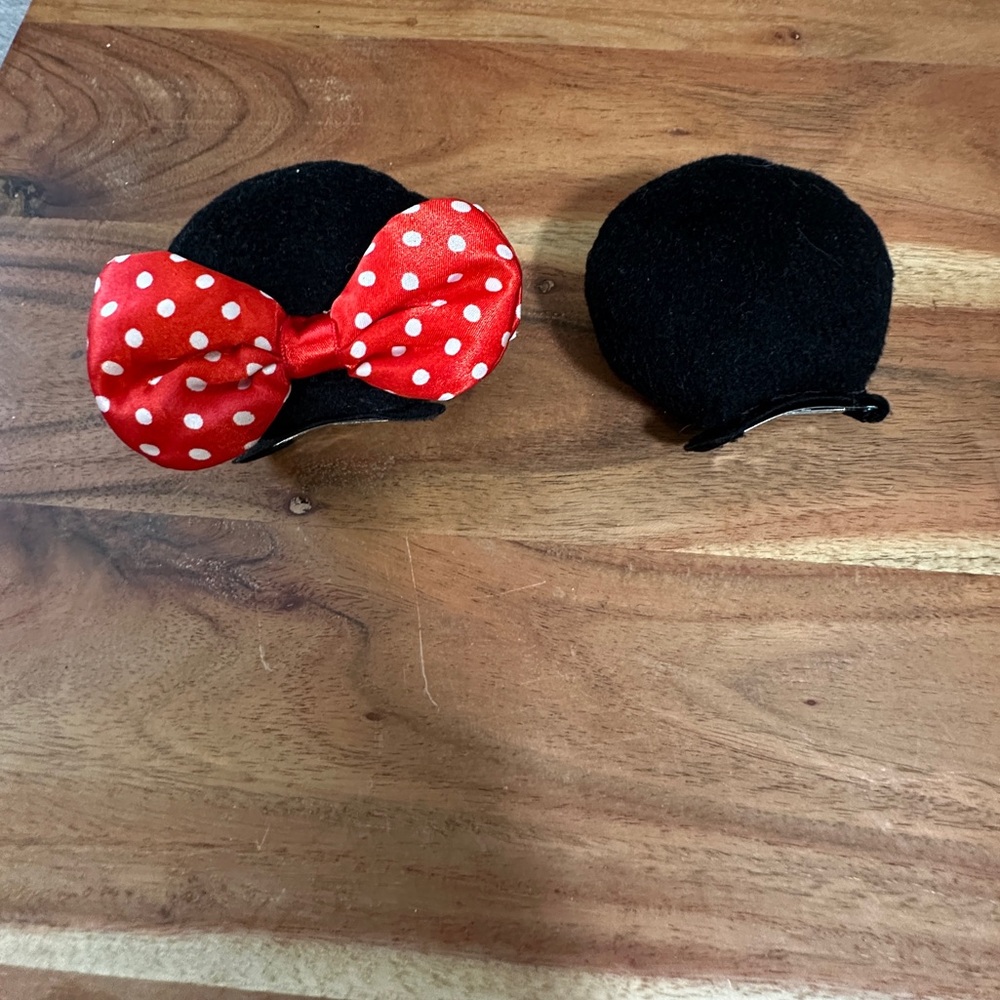 Disney Minnie Mouse Ears Hair Clips with Red Bow Officially Licensed